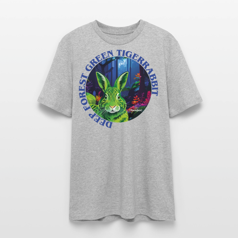Unisex Bio-T-Shirt mit DEEP FOREST GREEN TIGERRABBIT PRINT Vorderseite - Grau meliert
