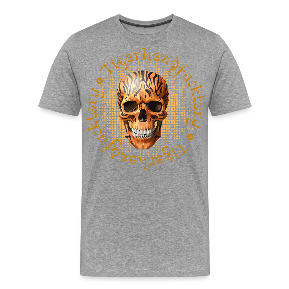 Männer Premium T-Shirt mit TIGERHEAD SKULL PRINT - Grau meliert