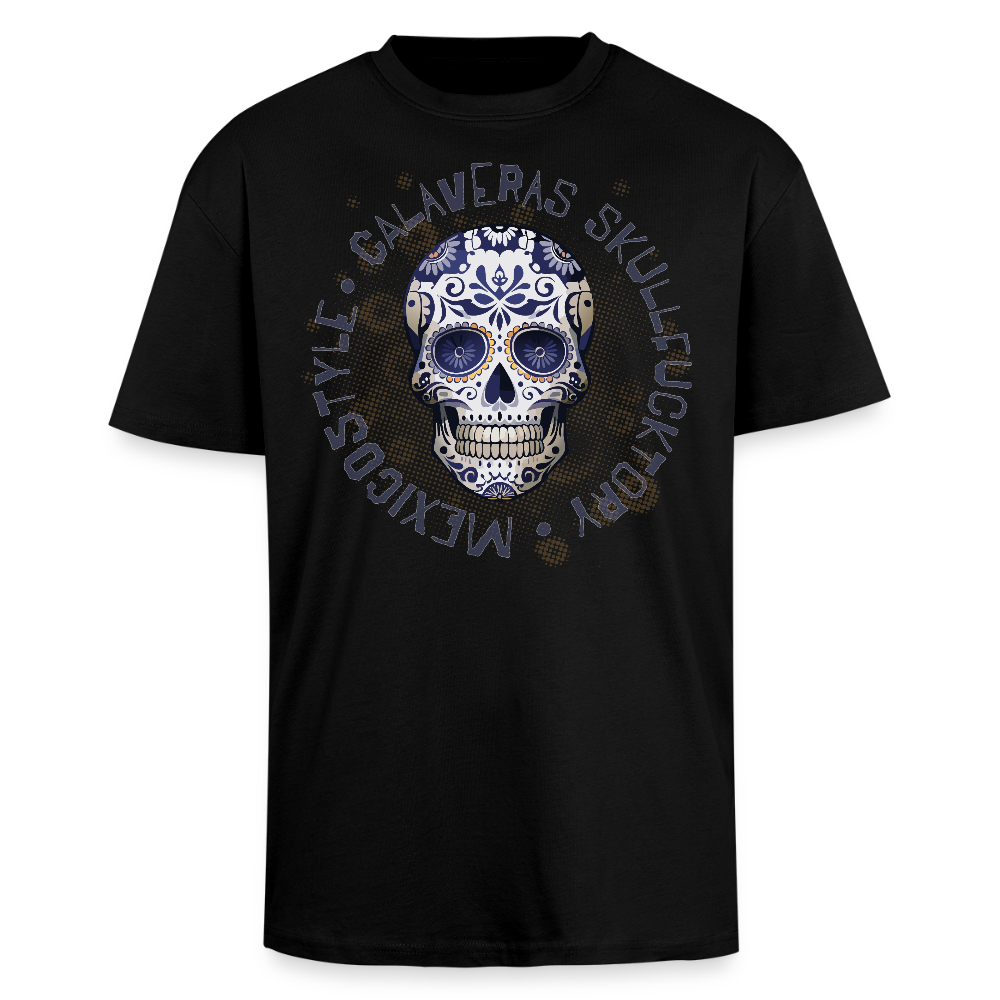 Heavy Oversize T-Shirt mit CALAVERAS SKULL PRINT - Schwarz