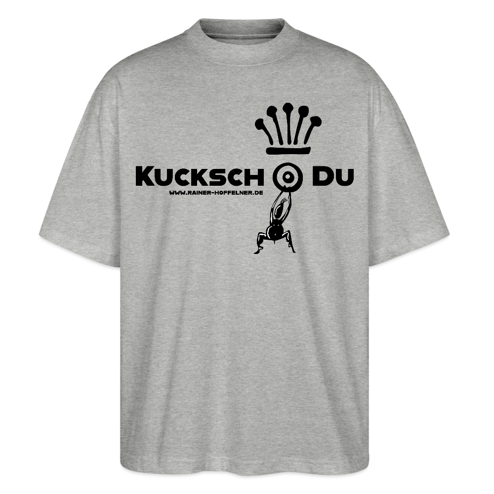 Oversized Unisex T-Shirt mit KUCKSCH DU PRINT - Grau meliert
