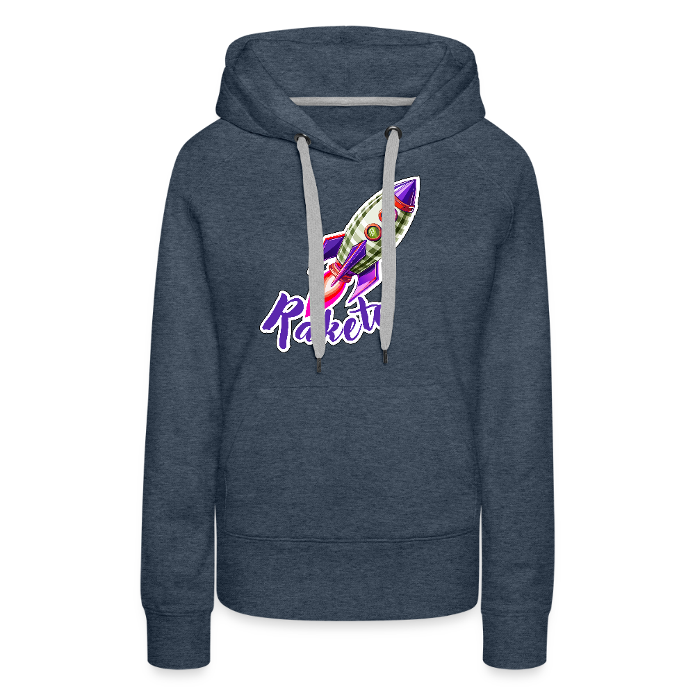 Frauen Premium Hoodie mit RAKETE PRINT - Jeansblau
