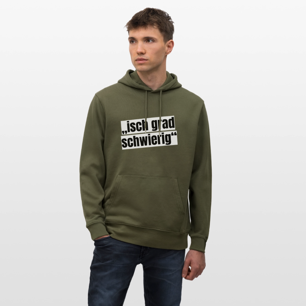 Unisex Hoodie mit ISCH GRAD SCHWIERIG PRINT - Khaki Grün