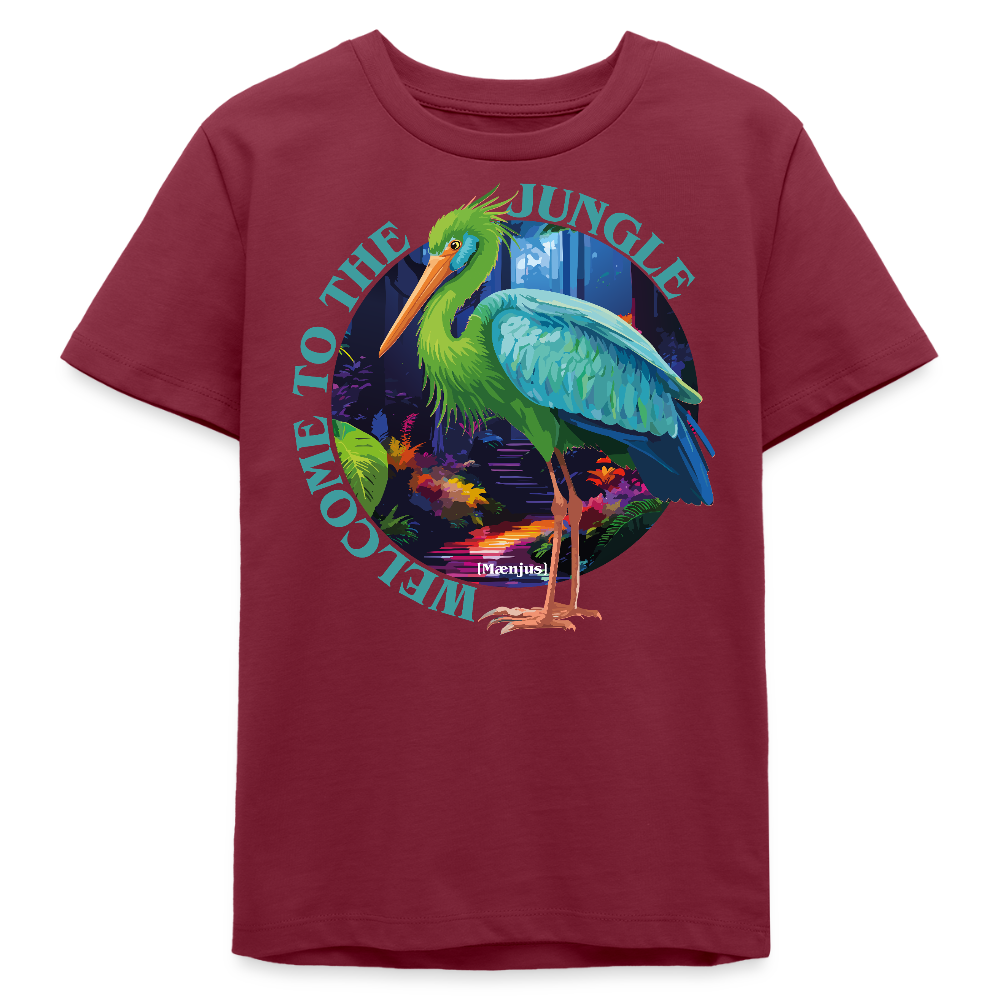 MNJS TEENS Bio T-Shirt mit WELCOME TO THE JUNGLE PRINT - Burgunderrot