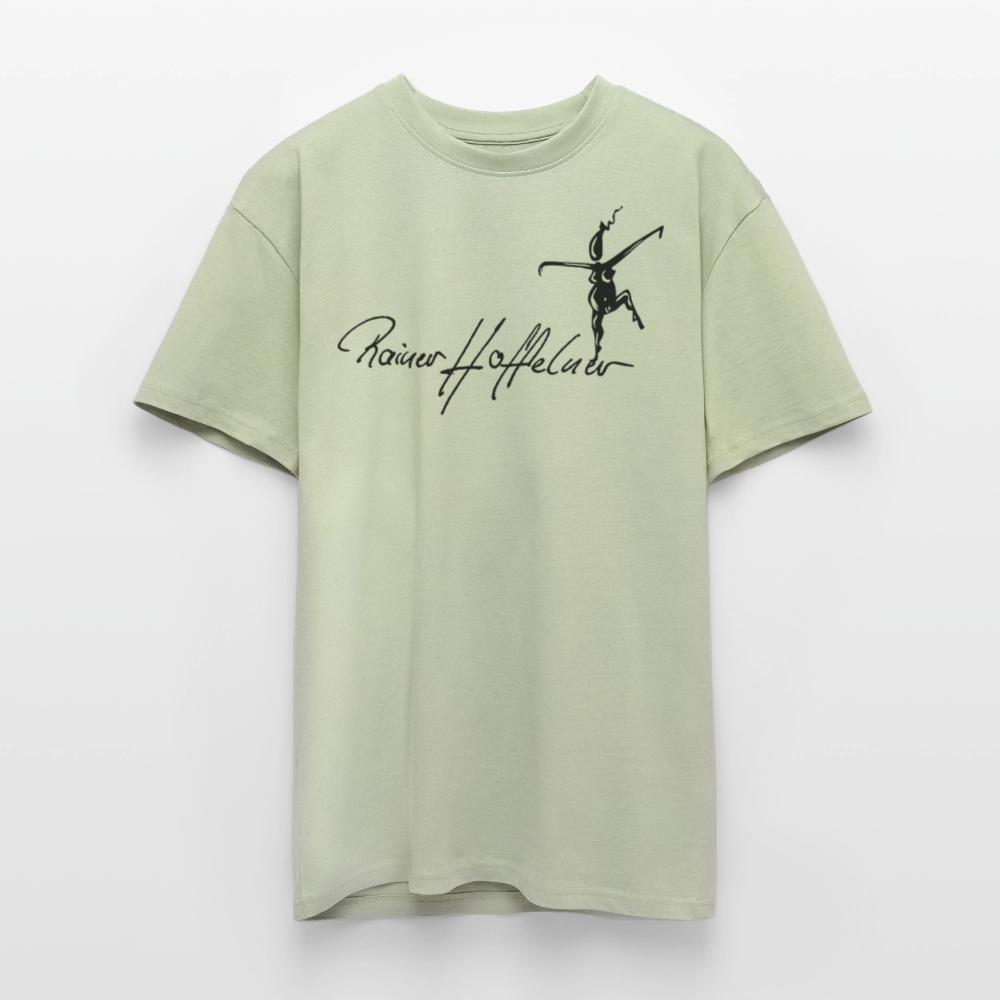 Heavy Oversize T-Shirt mit TUSCHEMÄNNCHEN PRINT - Leichtes Salbeigrün