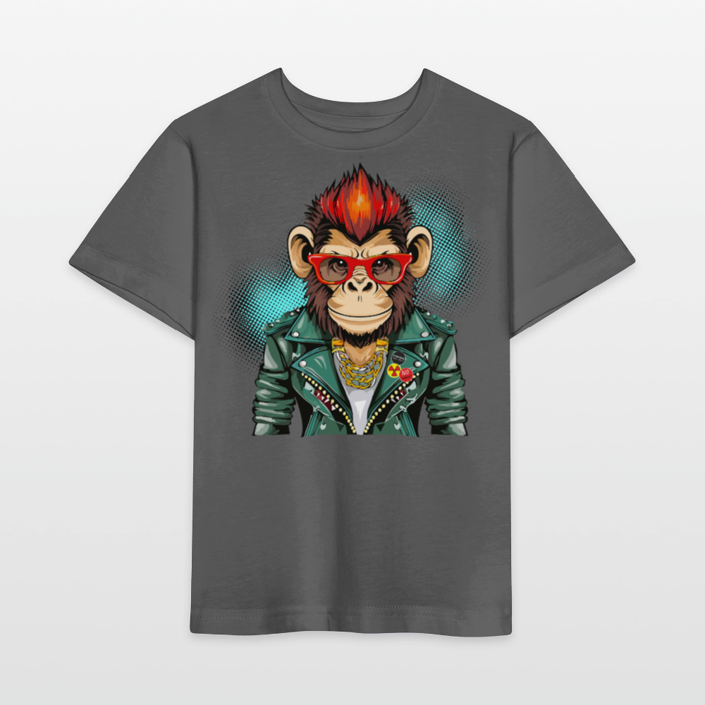 MNJS KIDS Bio T-Shirt mit MONKEY PRINT - Anthrazit