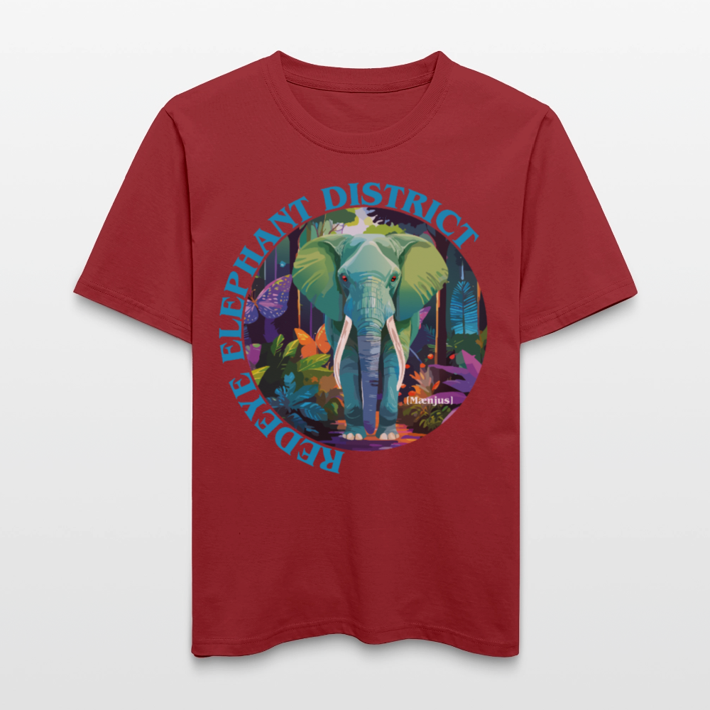 Relaxed Fit Unisex Bio-T-Shirt mit REDEYE ELEPHANT DISTRICT PRINT Vorderseite - Erdrot