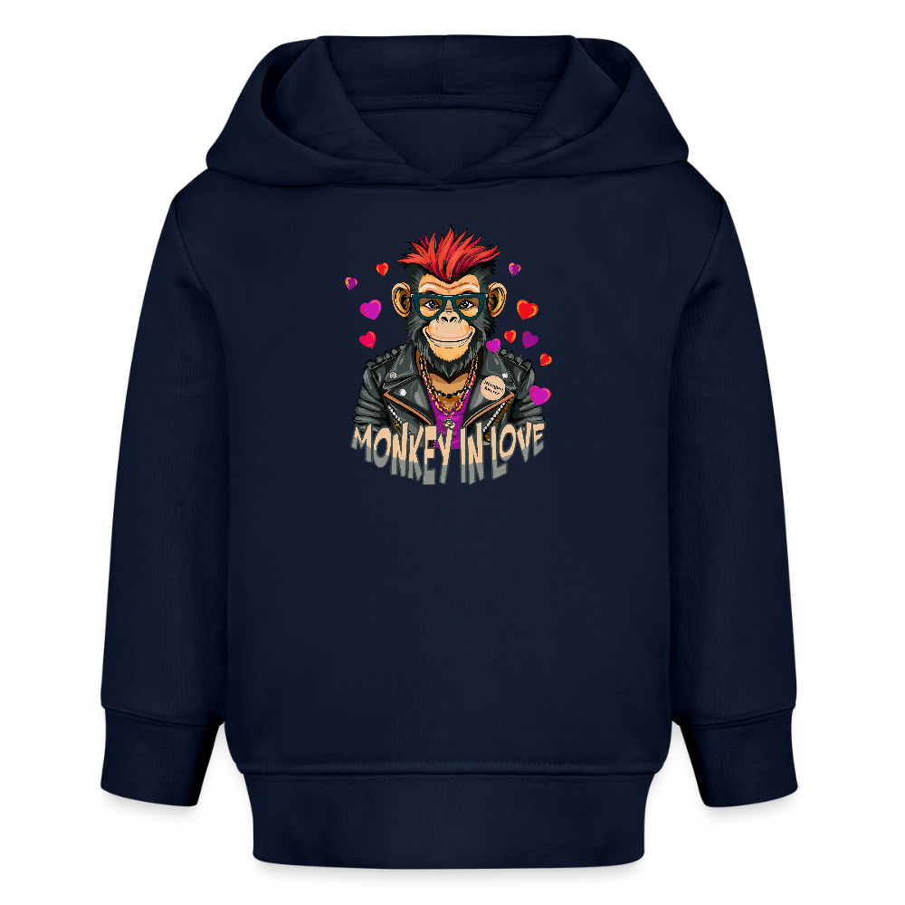 MNJS KIDS Bio Hoodie mit MONKEY IN LOVE PRINT - Navy