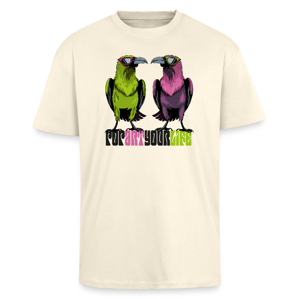 Heavy Oversize T-Shirt mit POPART YOUR LIFE PRINT - Creme