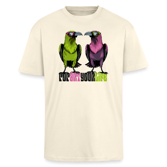 Heavy Oversize T-Shirt mit POPART YOUR LIFE PRINT - Creme