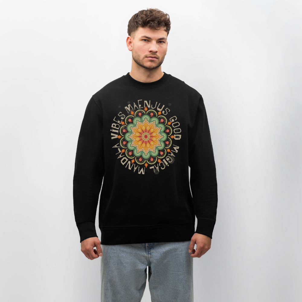 Unisex Bio-Sweatshirt mit MANDALA VIBES PRINT - Schwarz