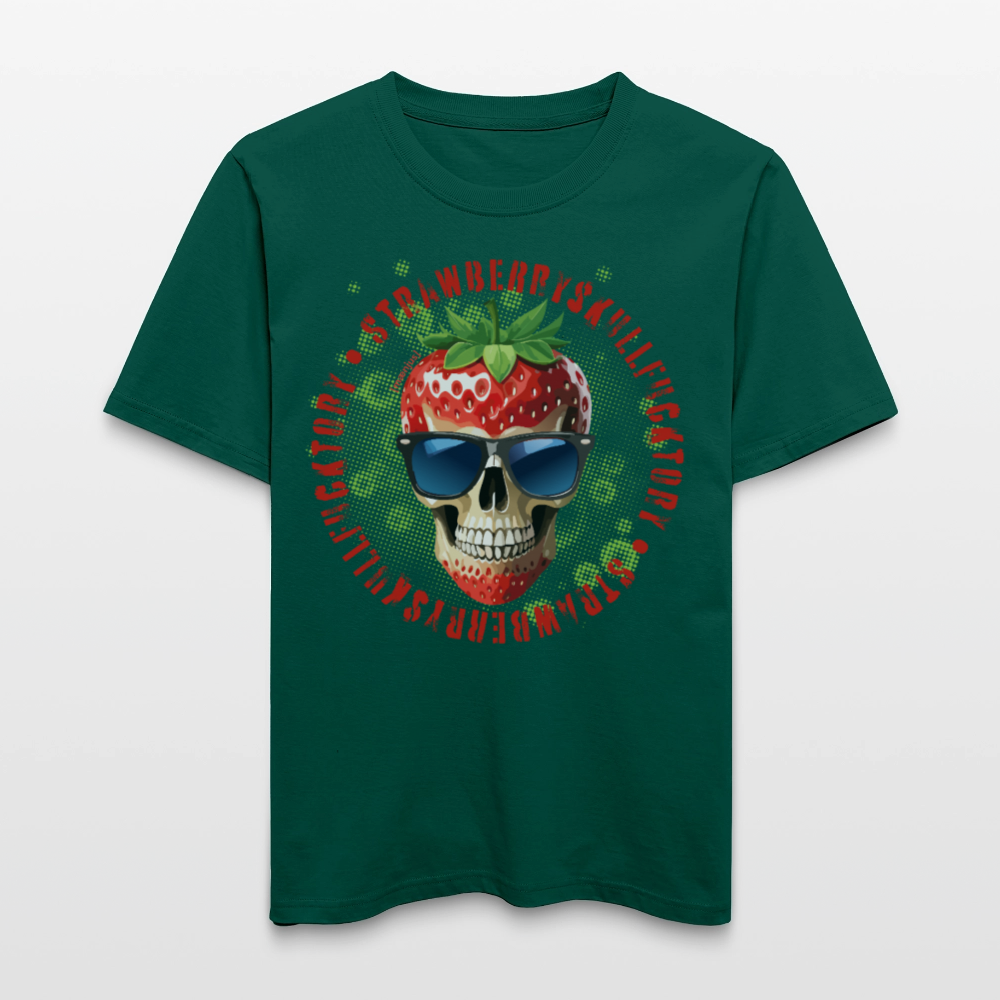 Relaxed Fit Unisex Bio-T-Shirt mit STRAWBERRY SKULL PRINT Vorderseite - Forest