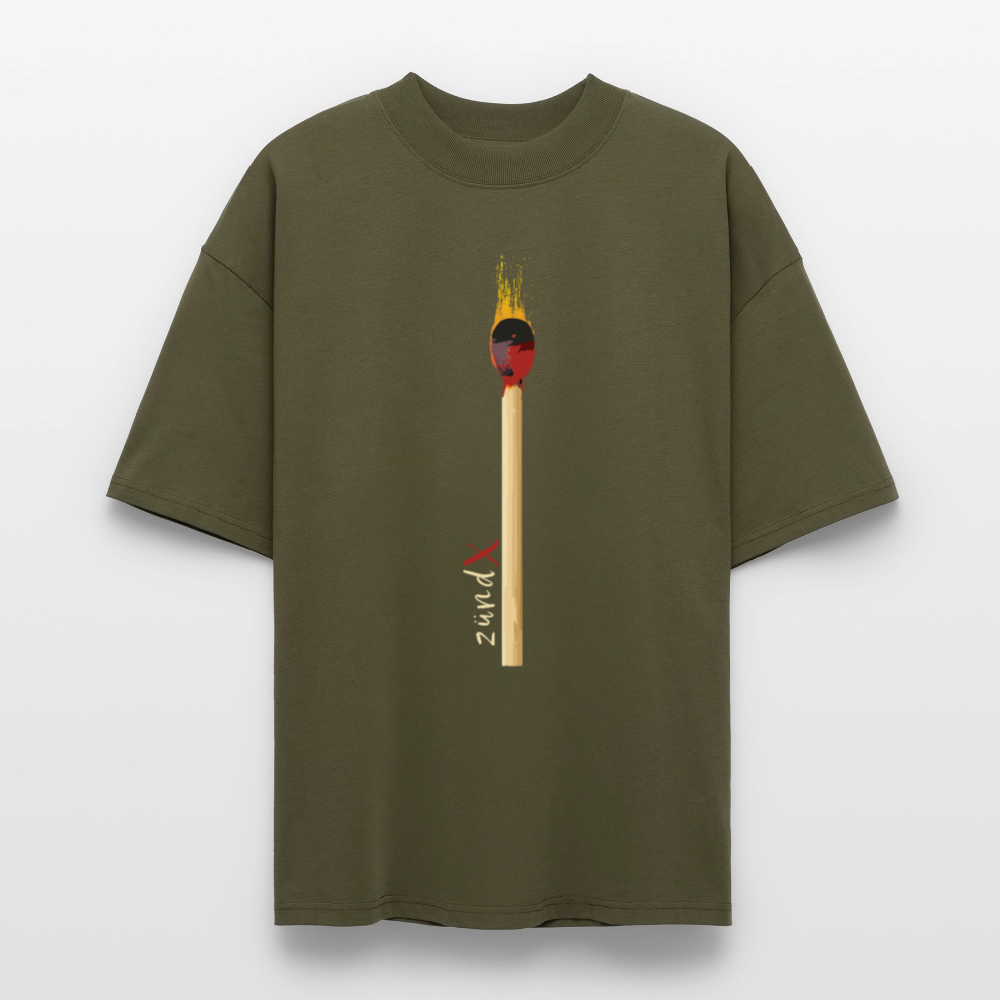 Oversized Unisex T-Shirt mit ZÜNDX PRINT - Khaki