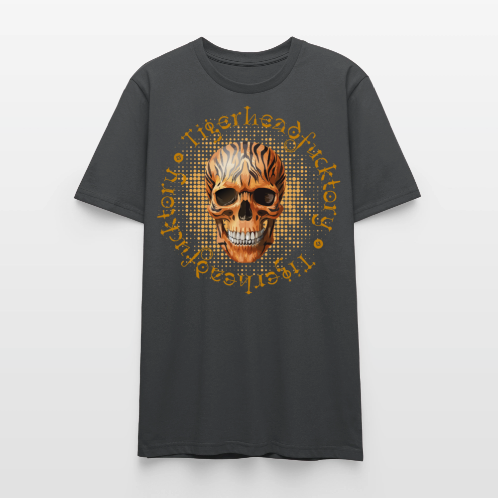 Unisex T-Shirt mit TIGERHEAD SKULL PRINT Vorderseite - Anthrazit
