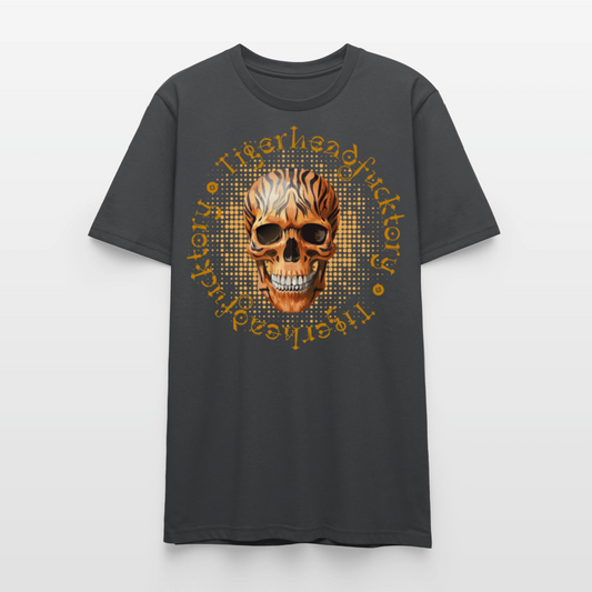 Unisex T-Shirt mit TIGERHEAD SKULL PRINT Vorderseite - Anthrazit