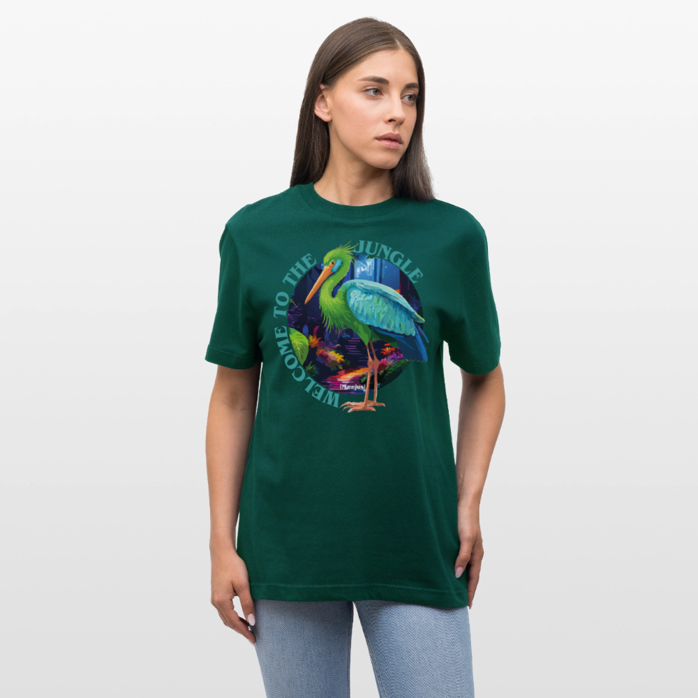 Relaxed Fit Unisex Bio-T-Shirt mit WELCOME TO THE JUNGLE PRINT Vorderseite - Forest
