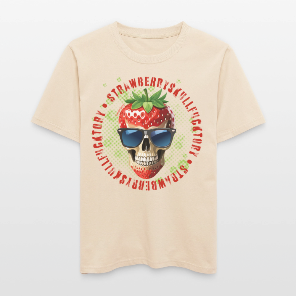 Relaxed Fit Unisex Bio-T-Shirt mit STRAWBERRY SKULL PRINT Vorderseite - Weißgrau