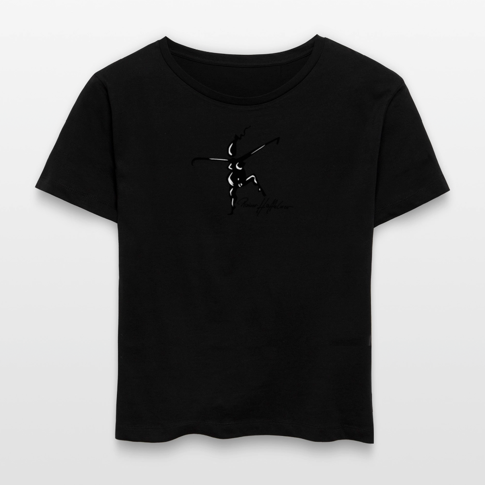 Relaxed Rundhals Frauen Bio-T-Shirt mit TUSCHEWEIBCHEN PRINT - Schwarz