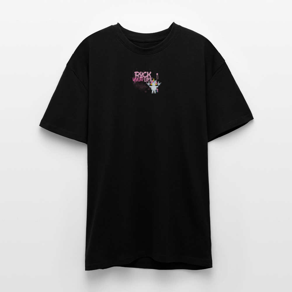 Heavy Oversize T-Shirt mit ROCK YOUR LIFE PRINT - Schwarz
