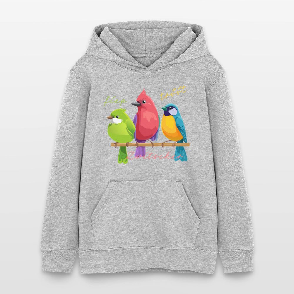 MNJS TEENS Bio-Hoodie mit ZWITSCHERGÄNG PRINT - Grau meliert