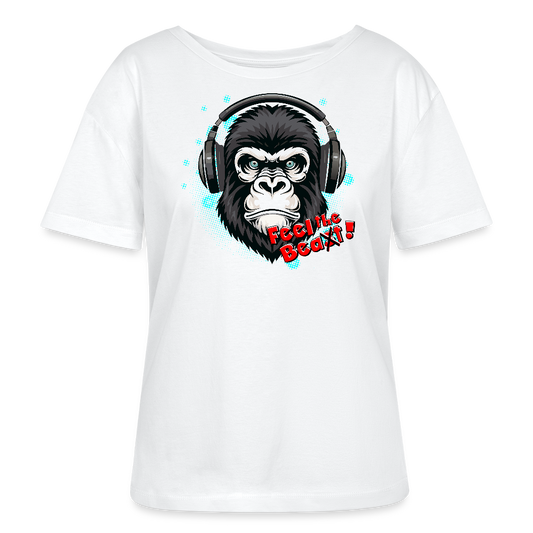 Frauen T-Shirt mit FEEL THE BEA(S)T PRINT - Weiß