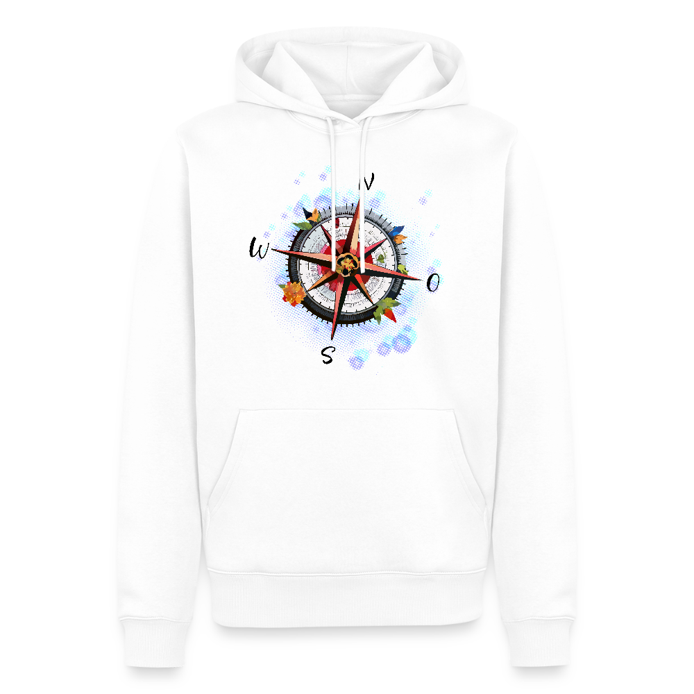 Männer Premium Hoodie mit WINDROSE PRINT - Weiß