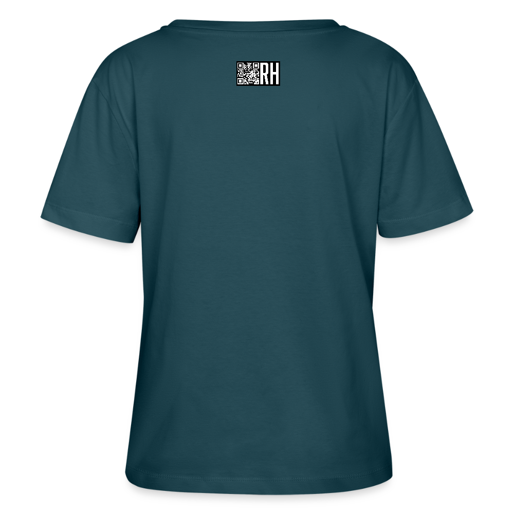 Relaxed Rundhals Frauen Bio-T-Shirt mit TUSCHEMÄNNCHEN PRINT - Dunkles Petrol