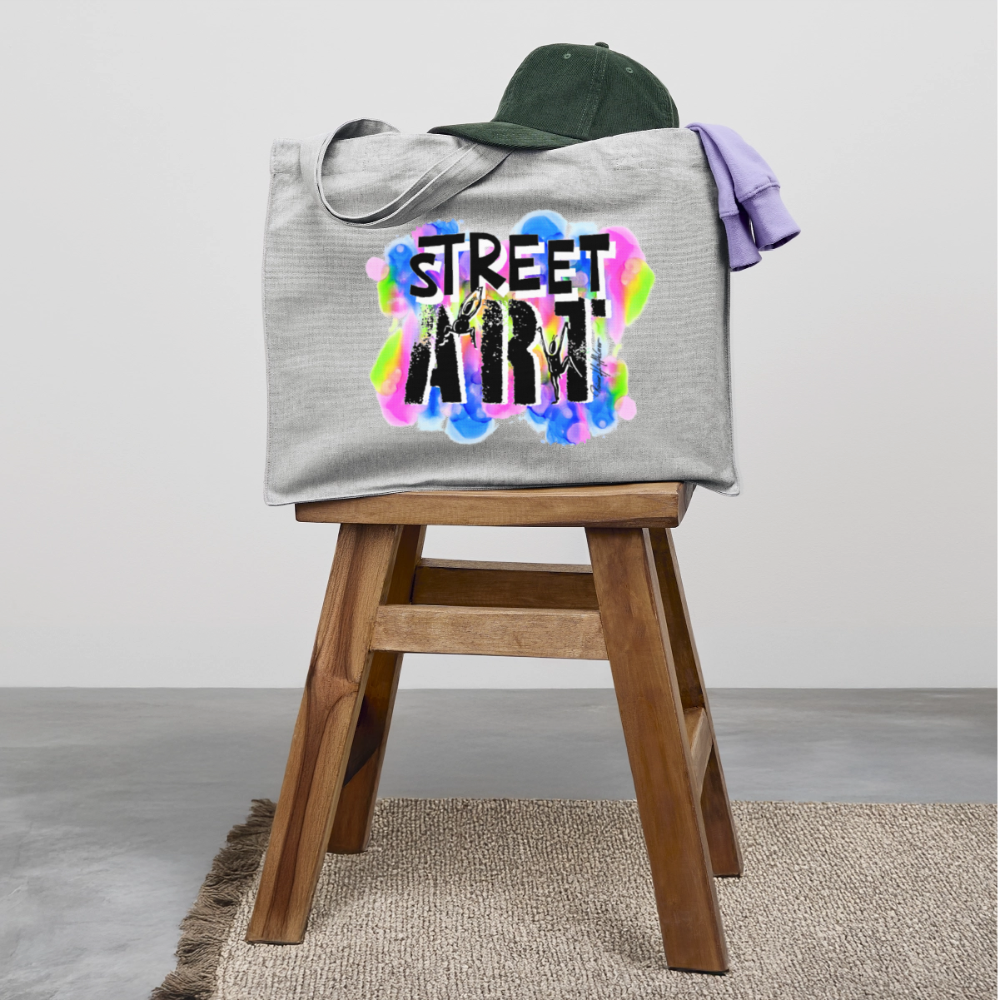 Recycelter Shopping Bag mit STREET ART PRINT - Grau meliert