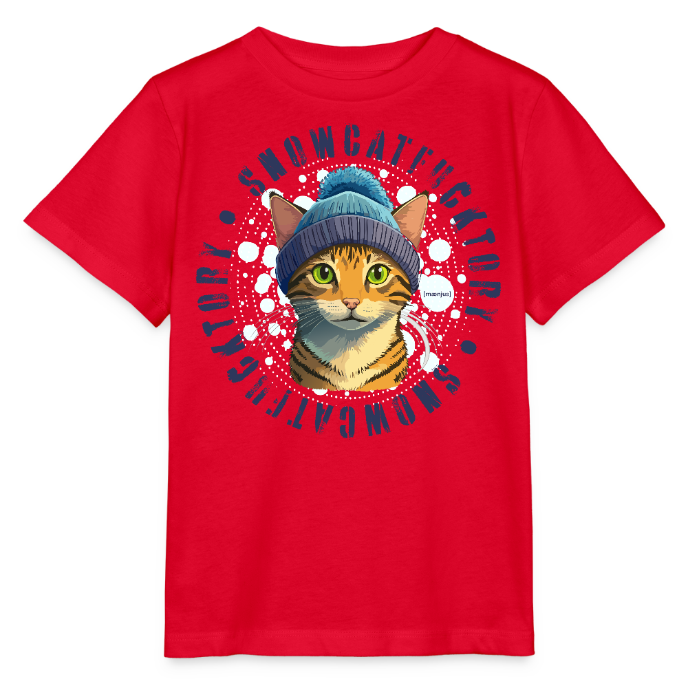 MNJS KIDS Bio T-Shirt mit SNOWCATFUCKTORY PRINT - Rot