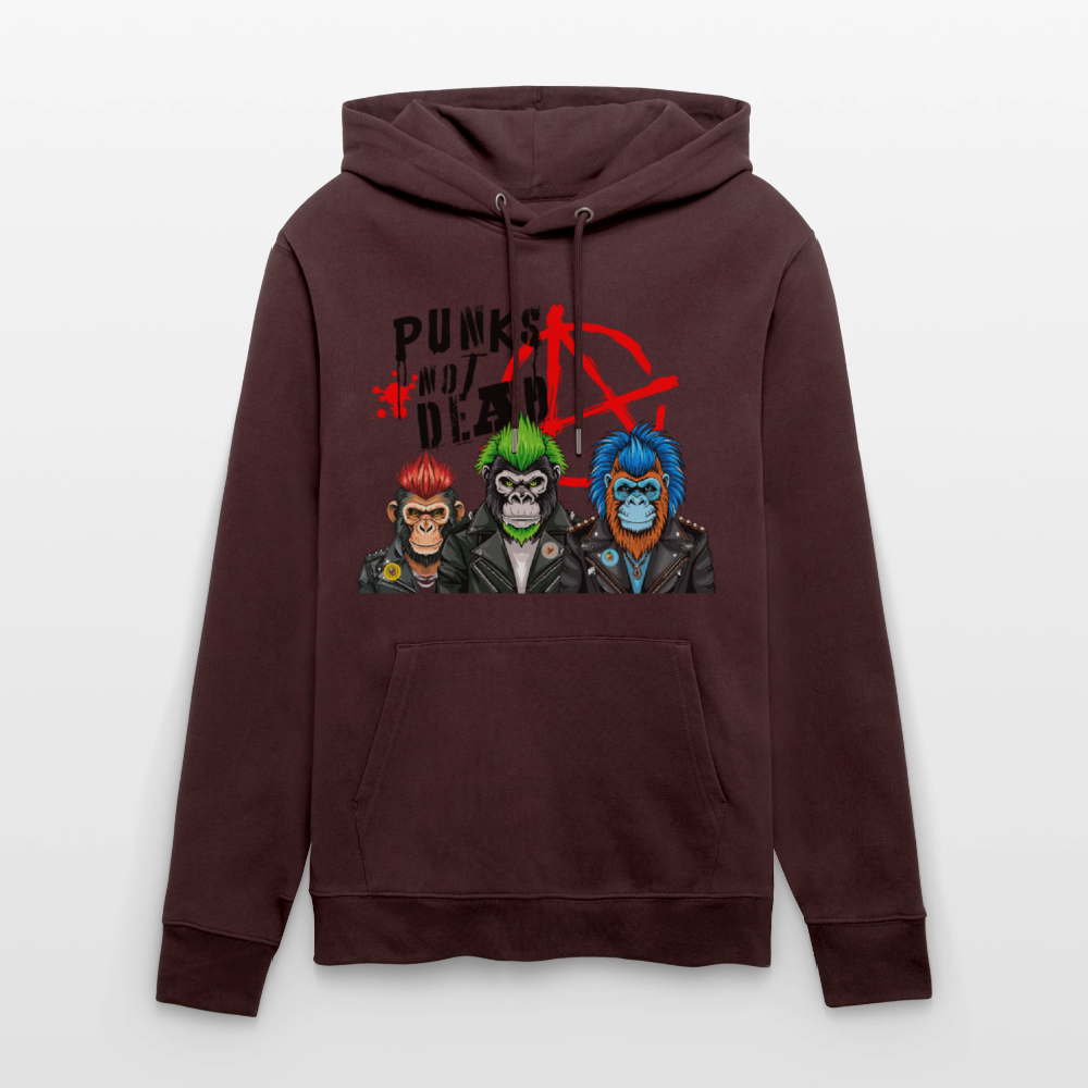 Unisex Hoodie mit PUNKS NOT DEAD PRINT - Maroon