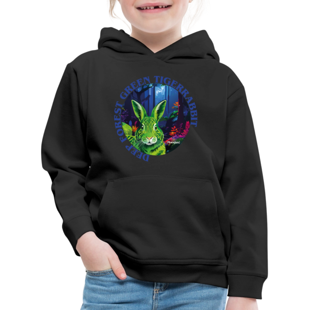 MNJS KIDS Premium Hoodie mit DEEP FOREST GREEN TIGERRABBIT PRINT - Schwarz
