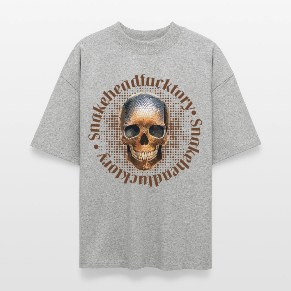 Oversized Unisex T-Shirt mit SNAKEHEAD SKULL PRINT - Grau meliert