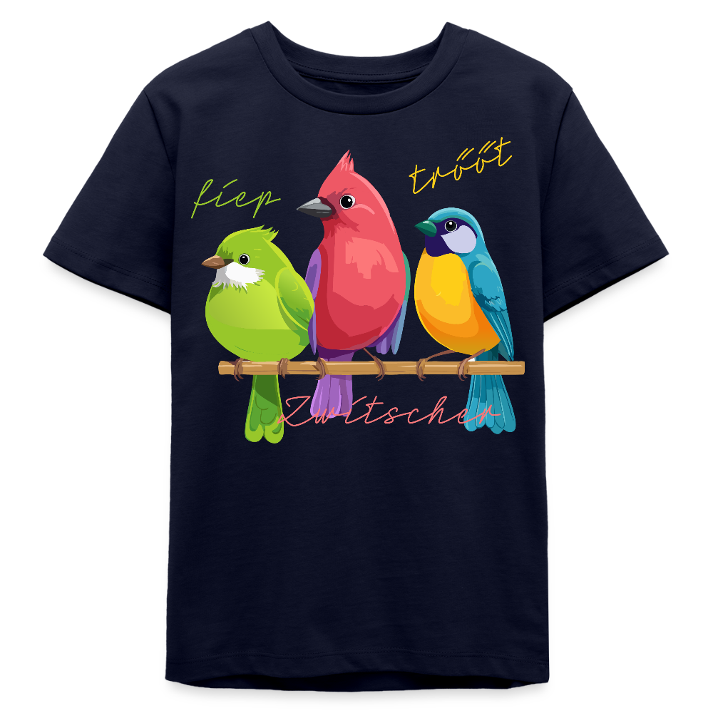 MNJS TEENS Bio T-Shirt mit ZWITSCHERGÄNG PRINT - Navy