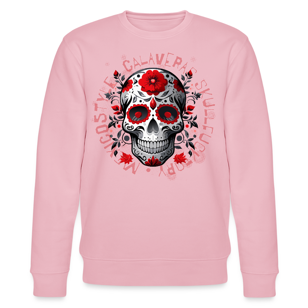 Unisex Bio-Sweatshirt mit CALAVERAS SKULL PRINT - Hellrosa