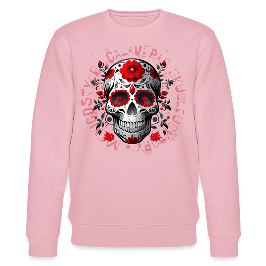 Unisex Bio-Sweatshirt mit CALAVERAS SKULL PRINT - Hellrosa