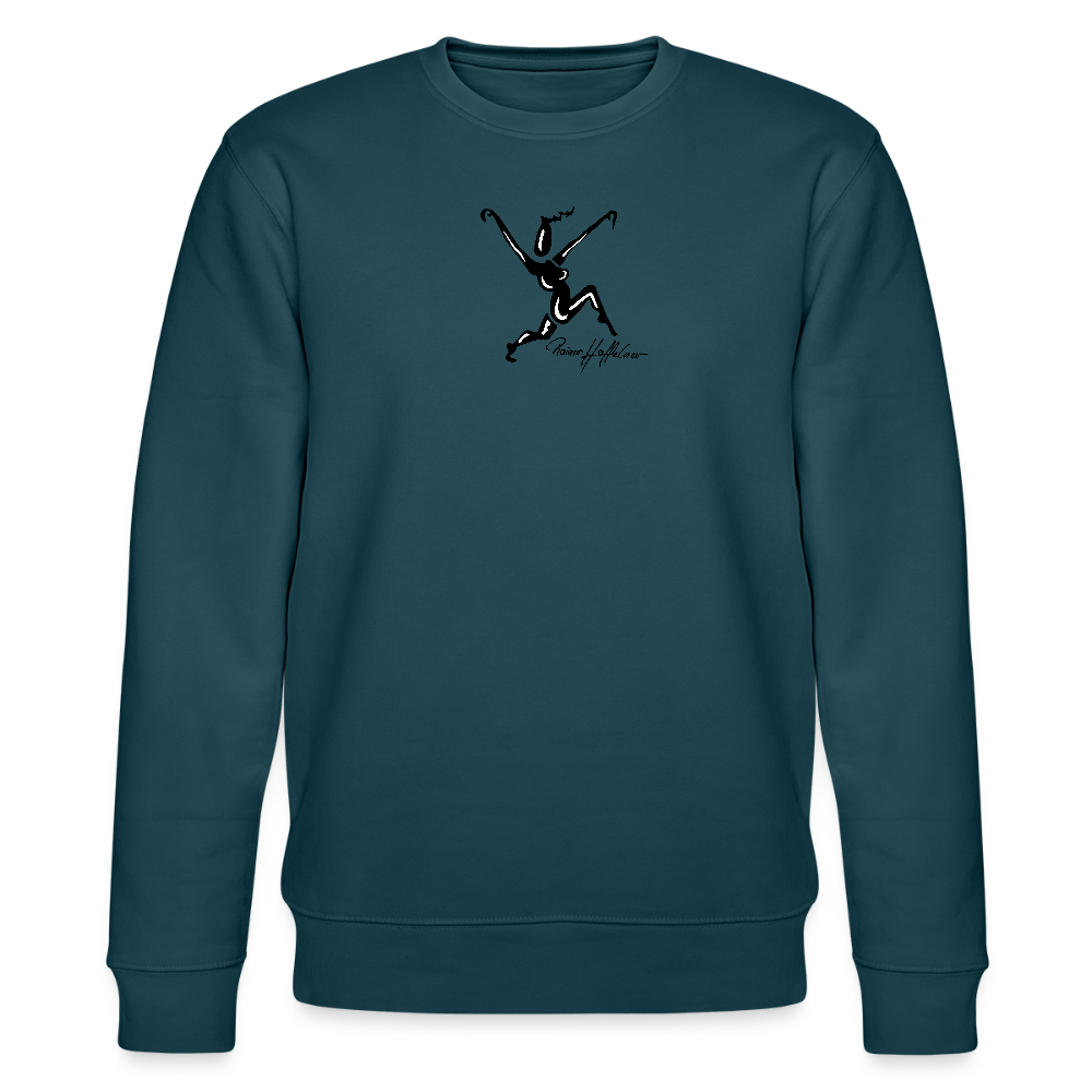 Unisex Bio-Sweatshirt mit TUSCHEWEIBCHEN PRINT - Dunkles Petrol