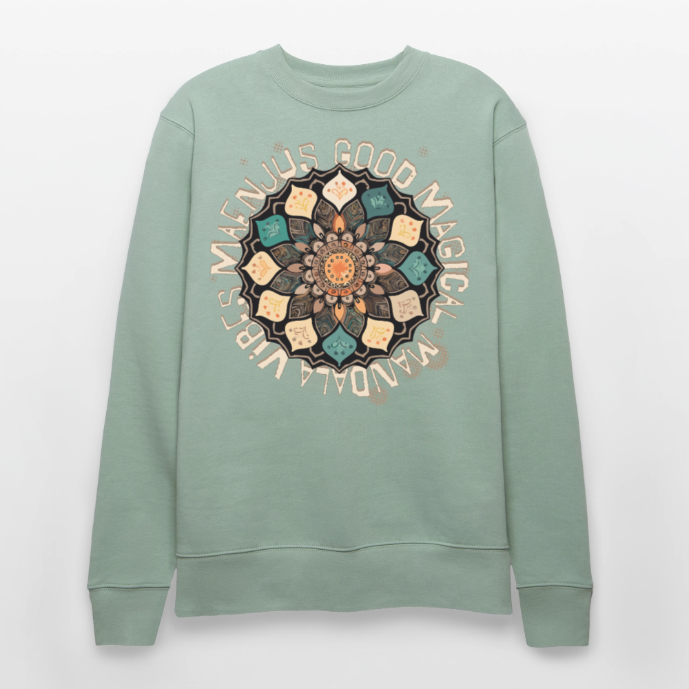 Unisex Bio-Sweatshirt mit MANDALA VIBES PRINT - Helles Graugrün