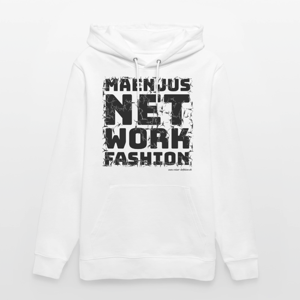 Unisex Bio-Hoodie mit MAENJUS NETWORK FASHION PRINT - Weiß