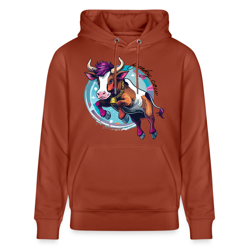 Unisex Hoodie mit FUNKY COW PRINT - Terrakotta