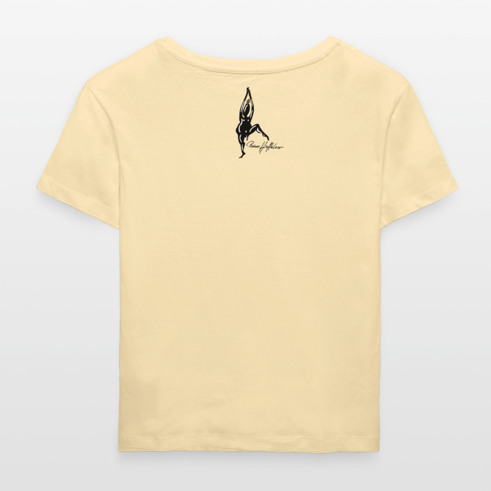 Relaxed Rundhals Frauen Bio-T-Shirt mit DYNAMIC FIELDS PRINT - Creme