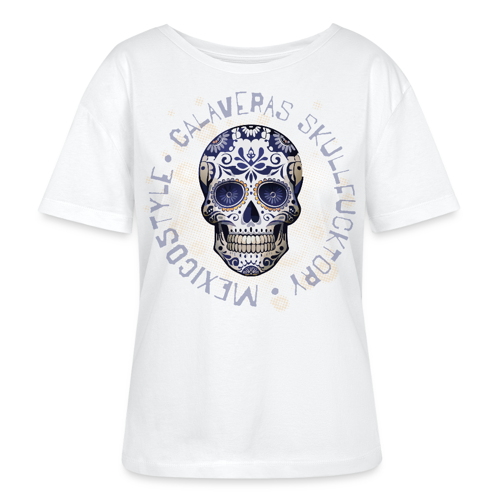 Frauen T-Shirt mit CALAVERAS SKULL PRINT - Weiß