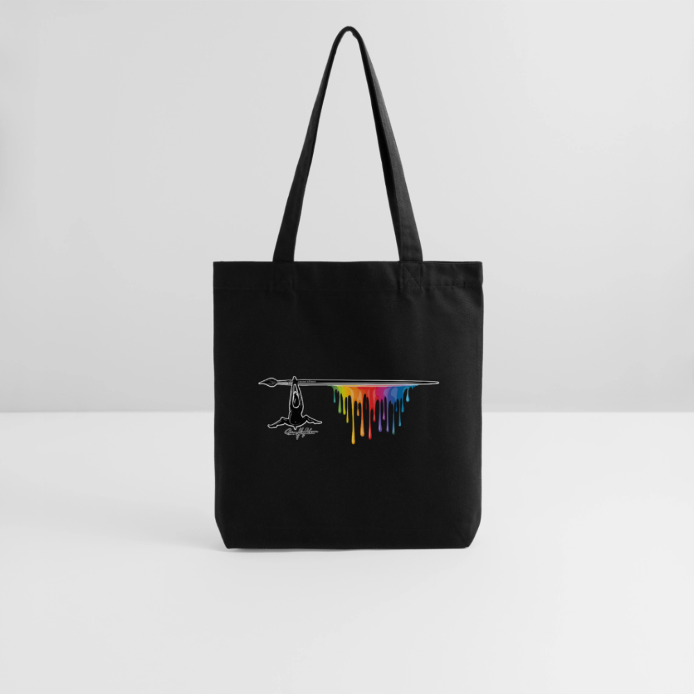 Recycelter Heavyweight Stoffbeutel mit TUSCHEMÄNNCHEN PRINT - Schwarz