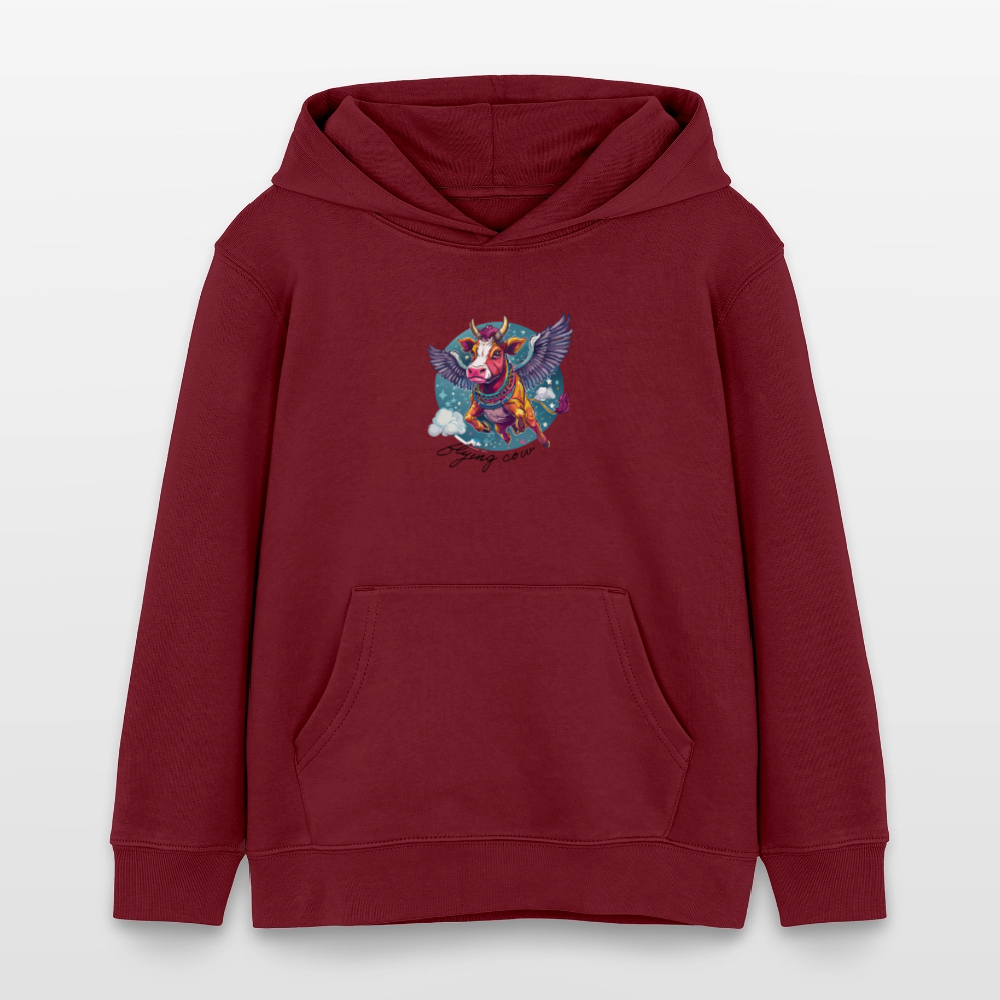 MNJS KIDS Bio-Hoodie mit FLYING COW PRINT - Burgunderrot