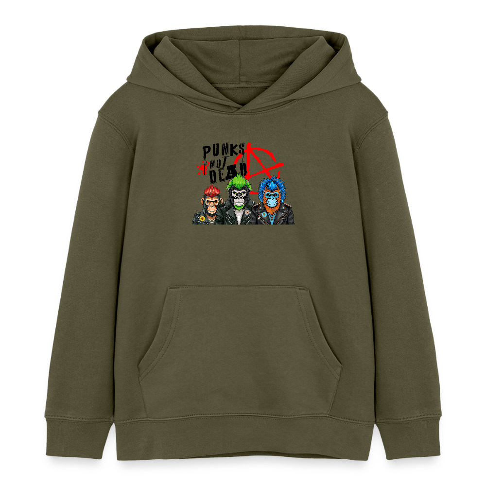 MNJS KIDS Bio-Hoodie mit PUNKS NOT DEAD PRINT - Khaki