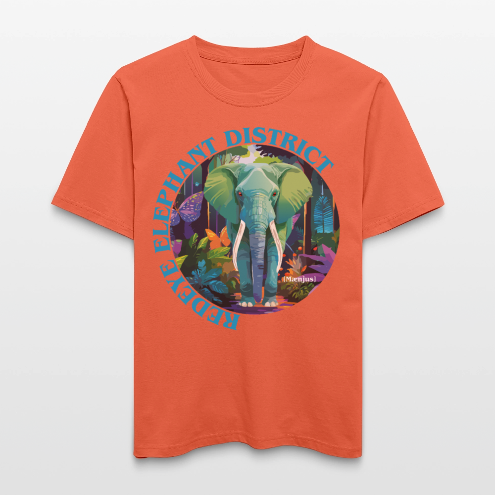 Relaxed Fit Unisex Bio-T-Shirt mit REDEYE ELEPHANT DISTRICT PRINT Vorderseite - Hellrot