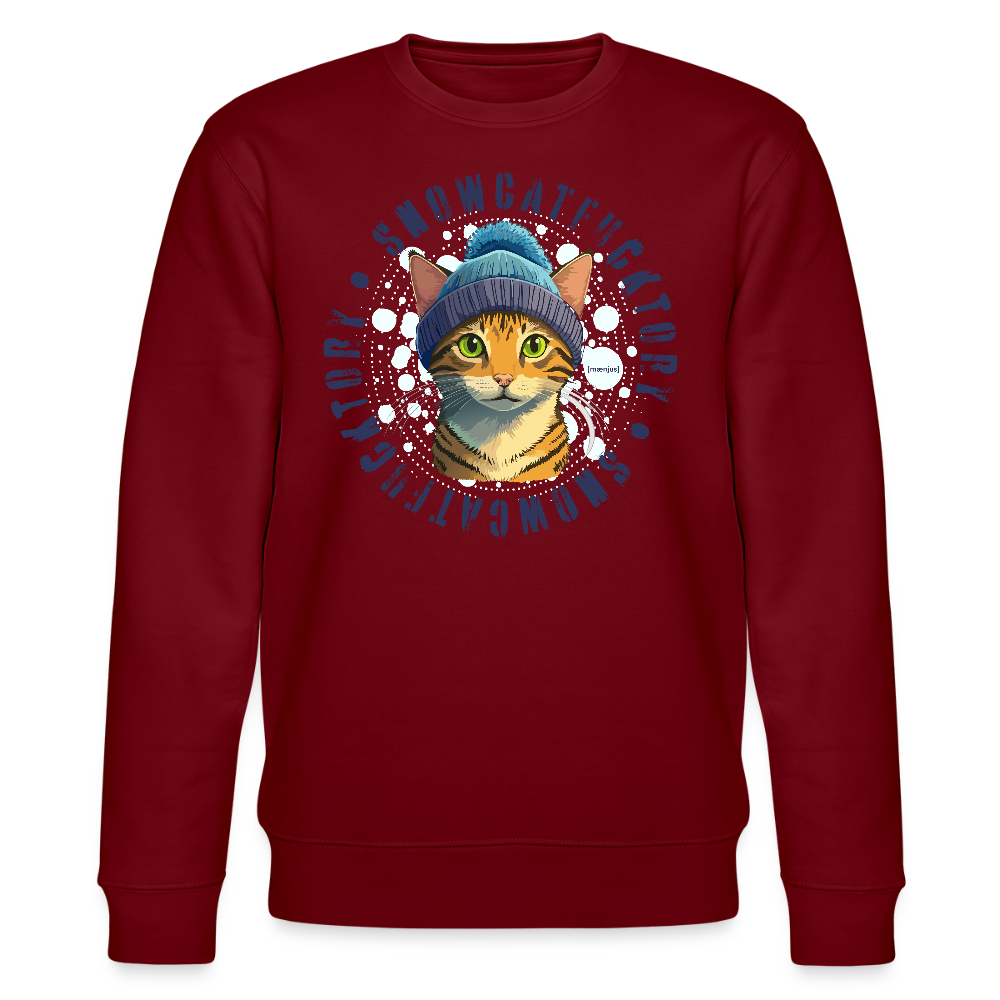 Unisex Bio-Sweatshirt mit SNOWCAT PRINT - Burgunderrot