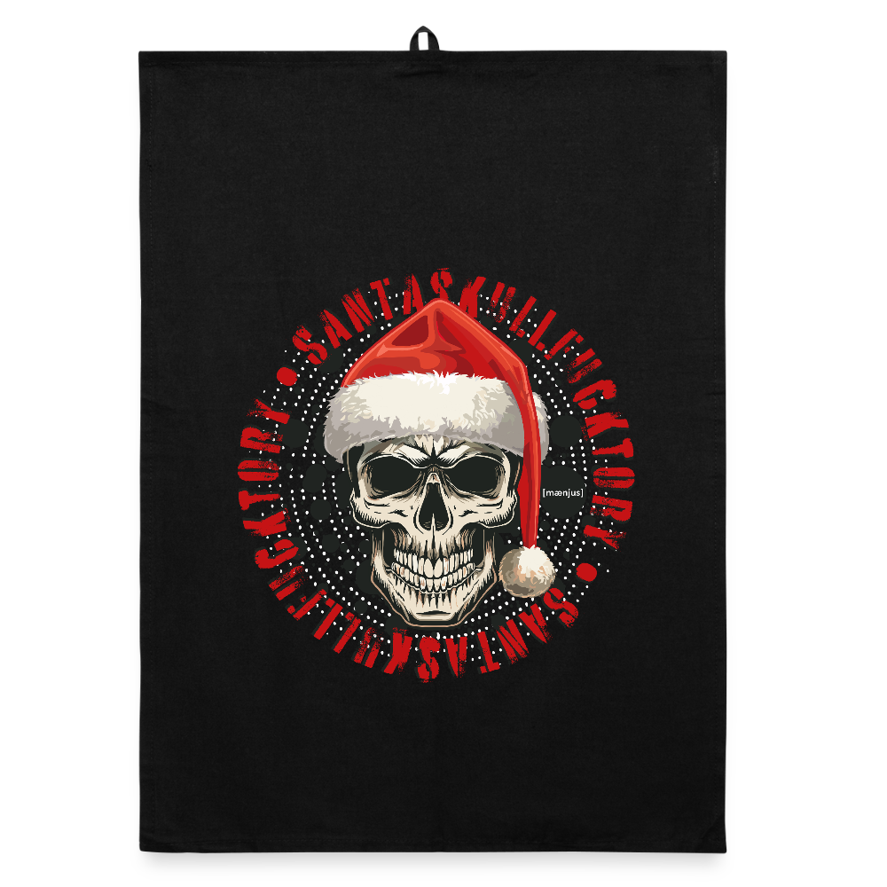 Organic Geschirrtuch mit SANTASKULL FUCKTORY PRINT - Schwarz