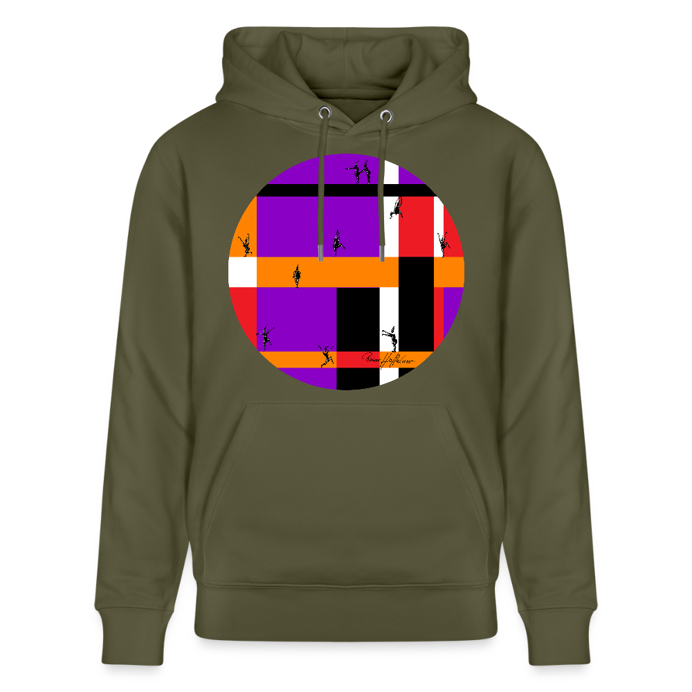 Unisex Bio-Hoodie mit TUSCHEMÄNNCHEN PRINT - Khaki Grün