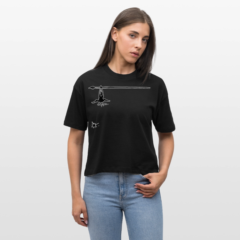 Frauen Boxy Bio-T-Shirt mit MÄNNLE PRINT - Schwarz