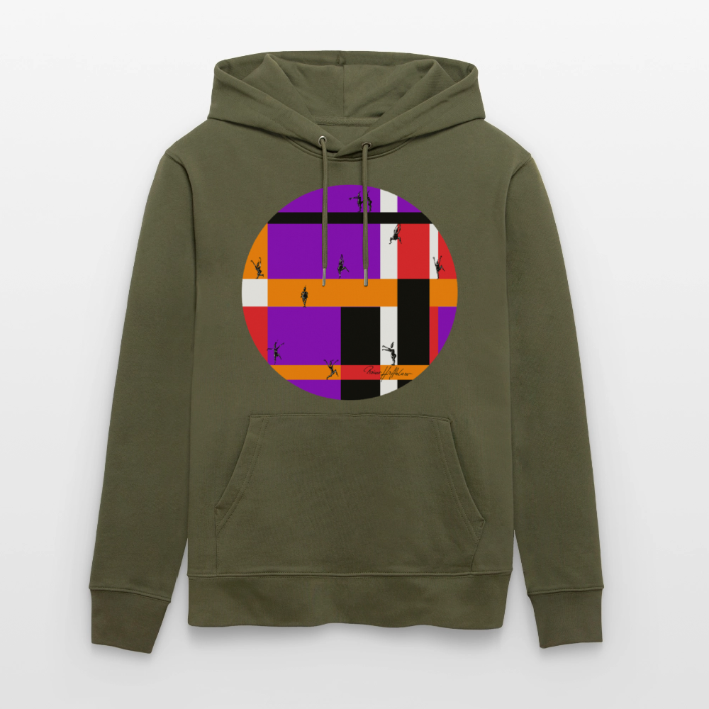 Unisex Bio-Hoodie mit TUSCHEMÄNNCHEN PRINT - Khaki Grün