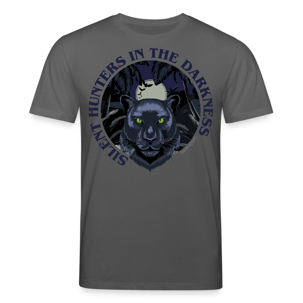 Unisex Bio-T-Shirt mit SILENT HUNTER IN THE DARKNESS PRINT Vorderseite - Anthrazit